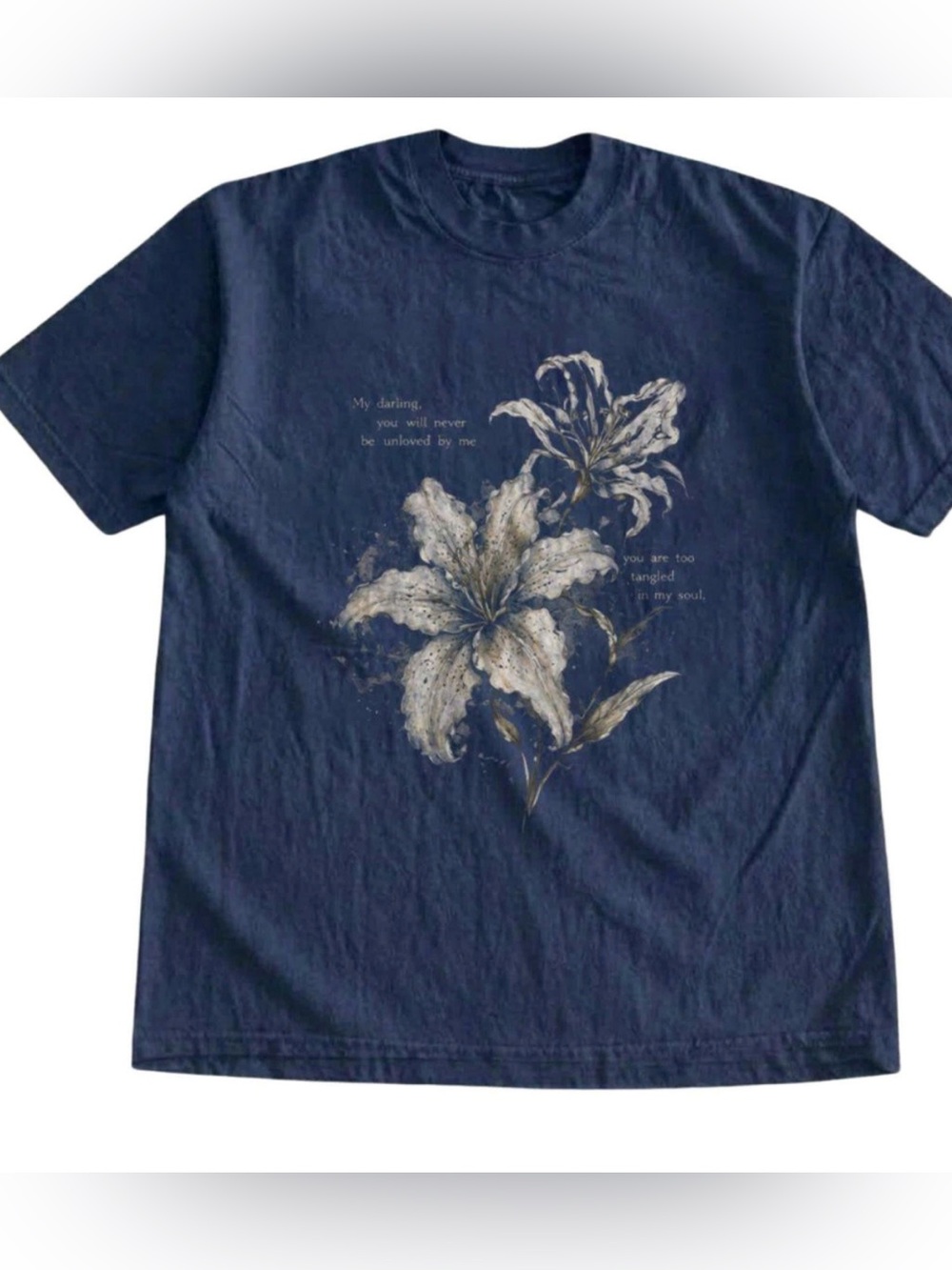 Navy Floral Graphic Tee - Vintage Classic Style